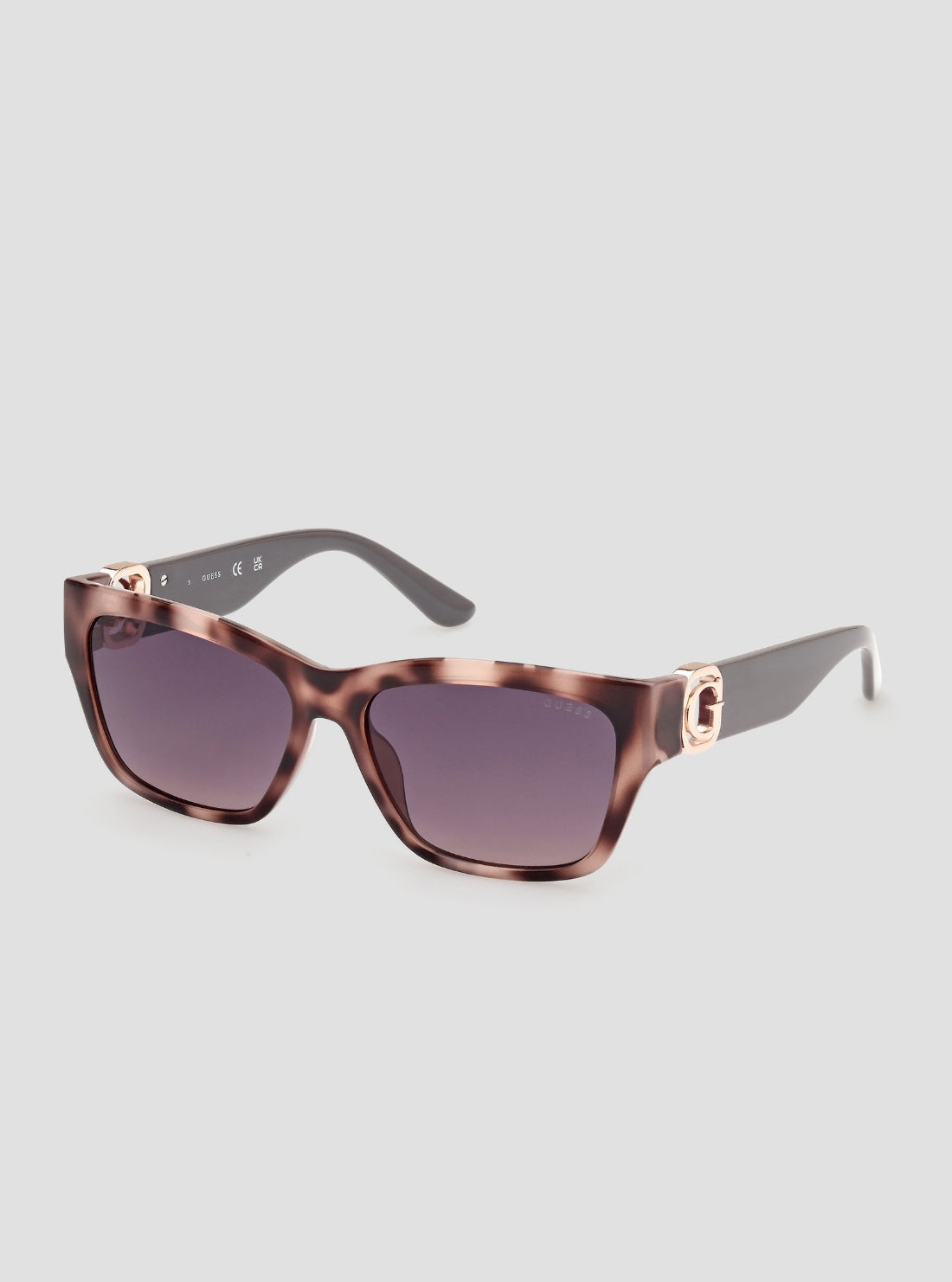 GUESS Womens Brown Havana Cat Eye Sunglasses GU00105_55B Front Side View