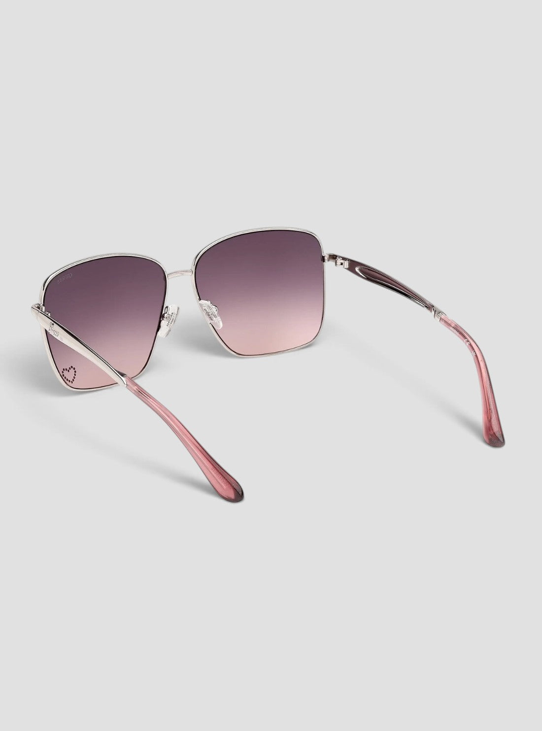 GUESS Accessories Shiny Light Nickeltin Pink Square Sunglasses GU0030810B Back View
