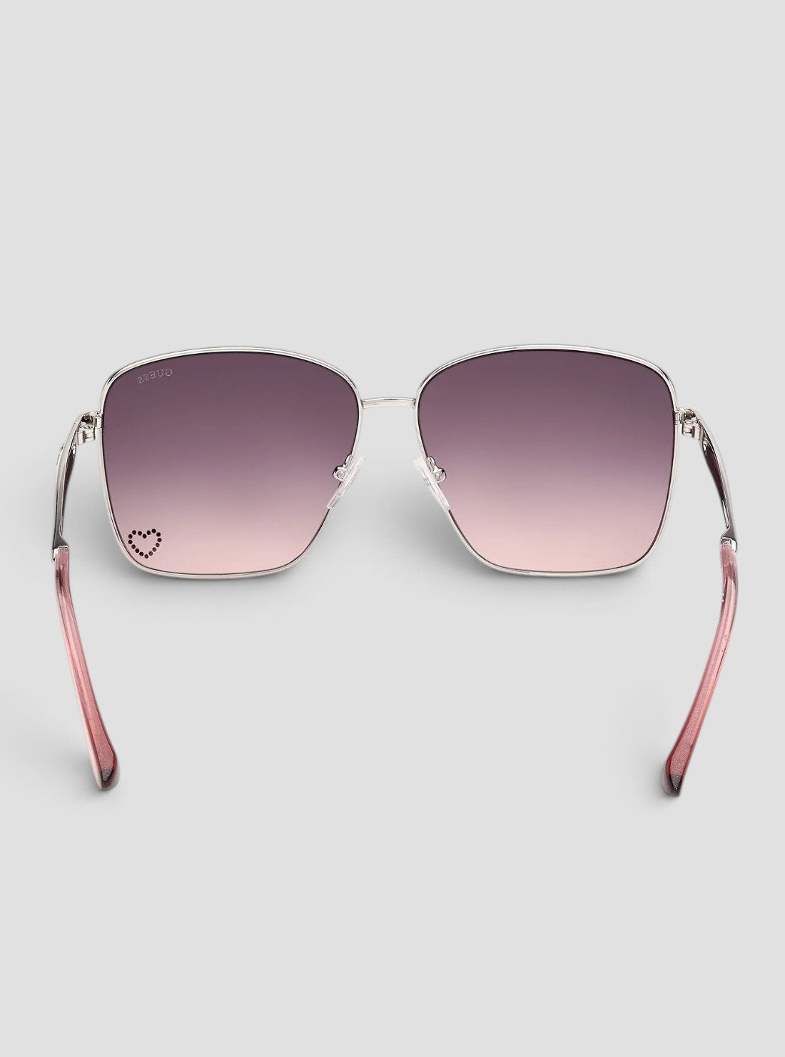 GUESS Accessories Shiny Light Nickeltin Pink Square Sunglasses GU0030810B Back View