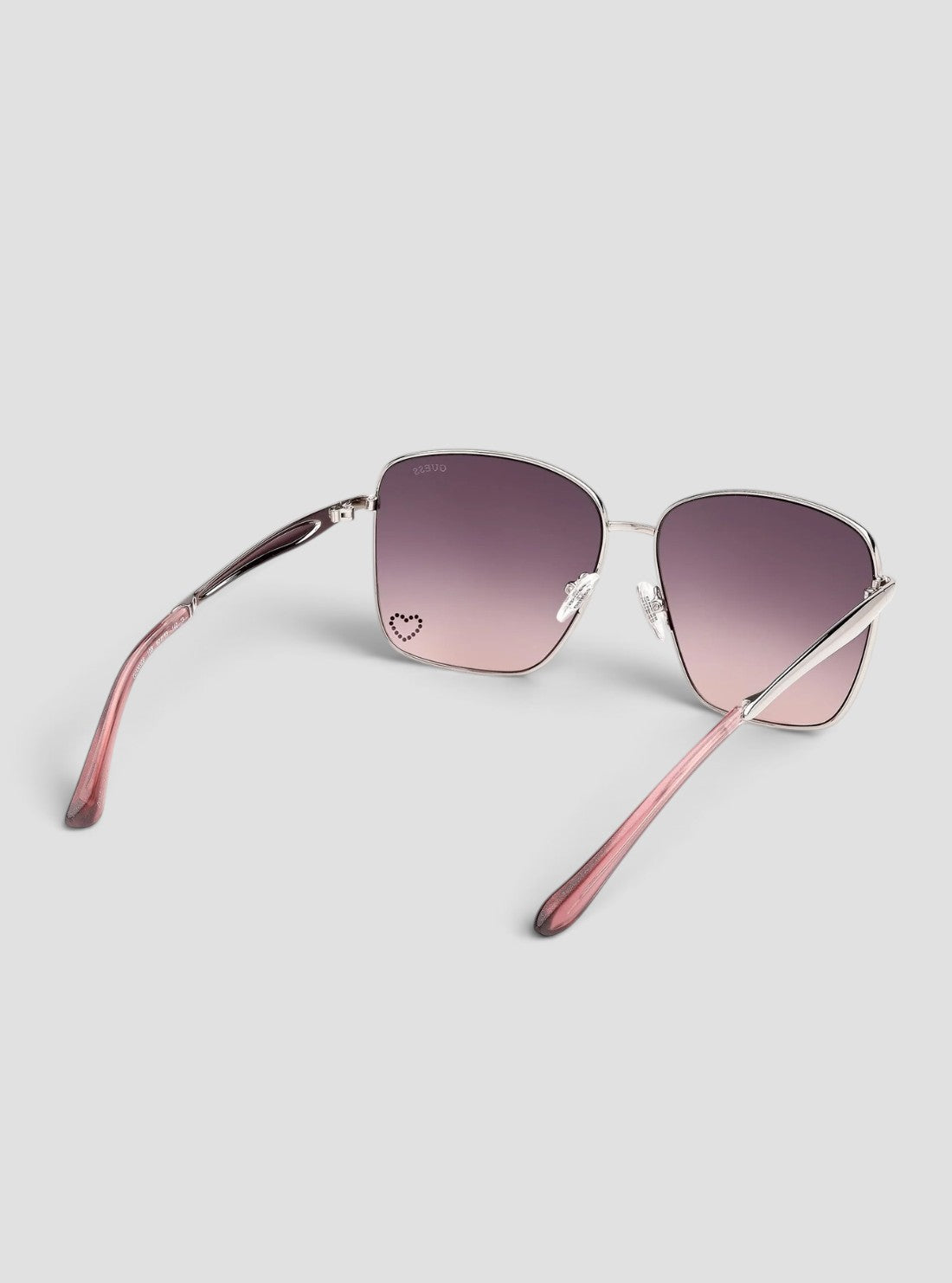 GUESS Accessories Shiny Light Nickeltin Pink Square Sunglasses GU0030810B Back View
