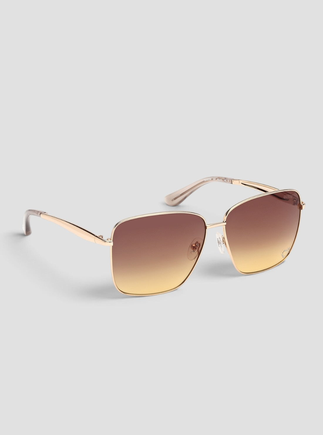 GUESS Accessories Gold Gradient Brown Square Sunglasses GU0030833F Front Side View