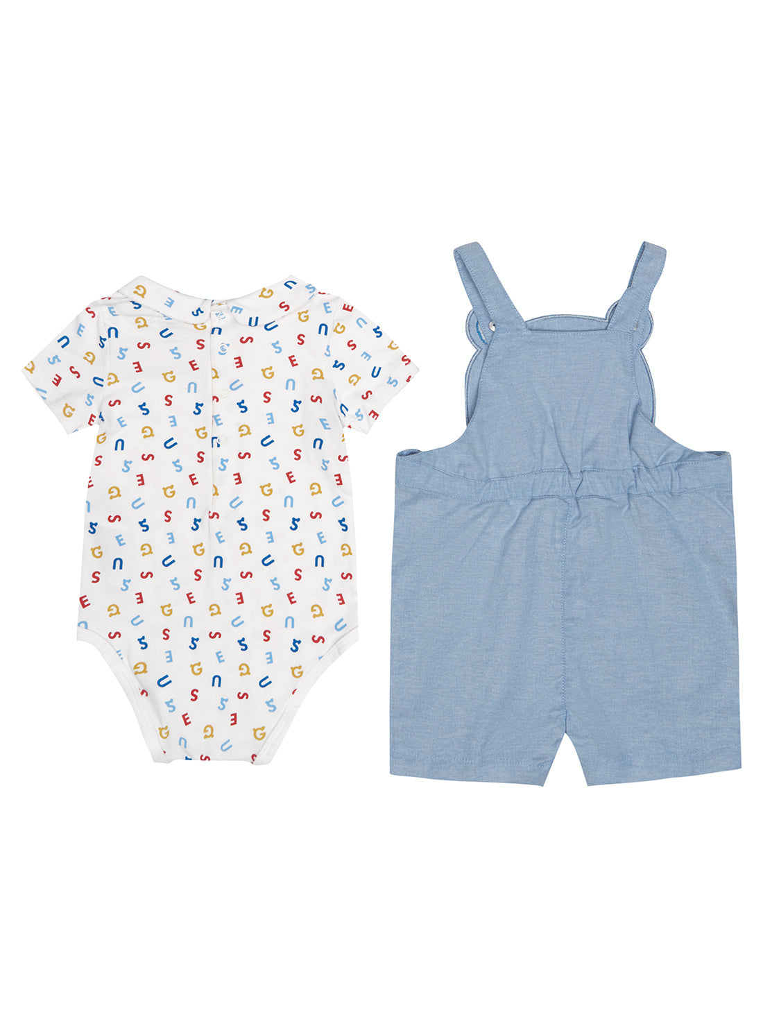 GUESS Baby Boy Blue White Bear Onesie And Overall 2-Piece Set (0-12m) P3RG06J1300 Back View