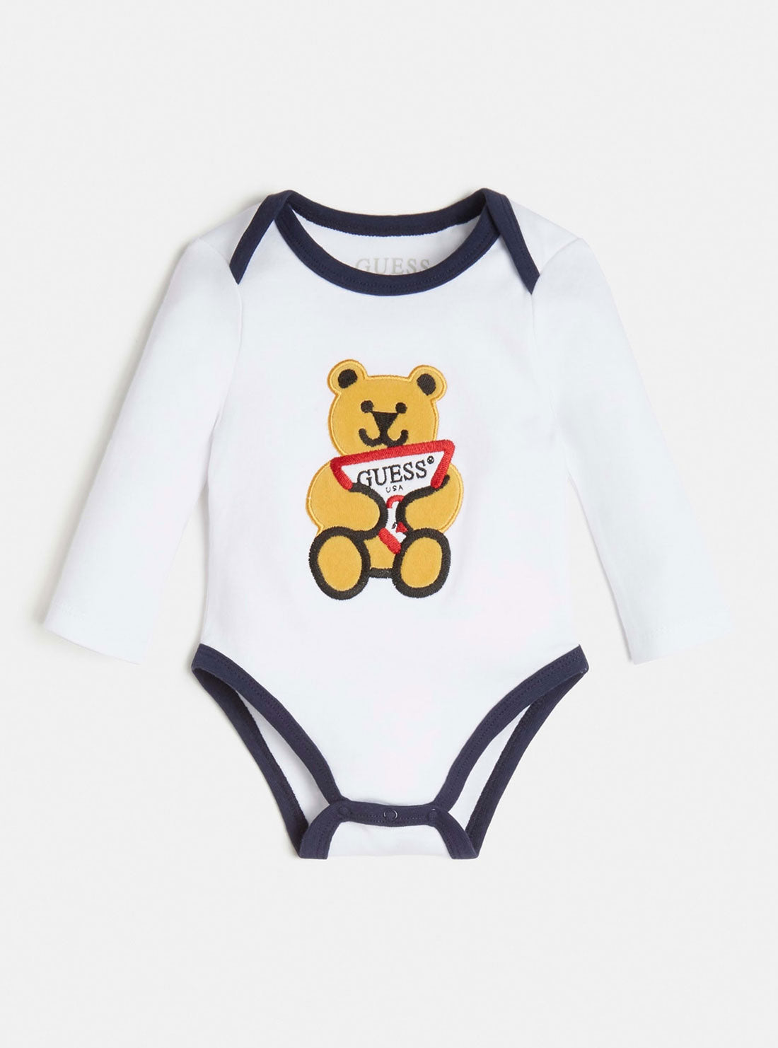 GUESS Baby Boy Blue and White Bear Bodysuit (0-24m) H2RW04KA6W0 Front View