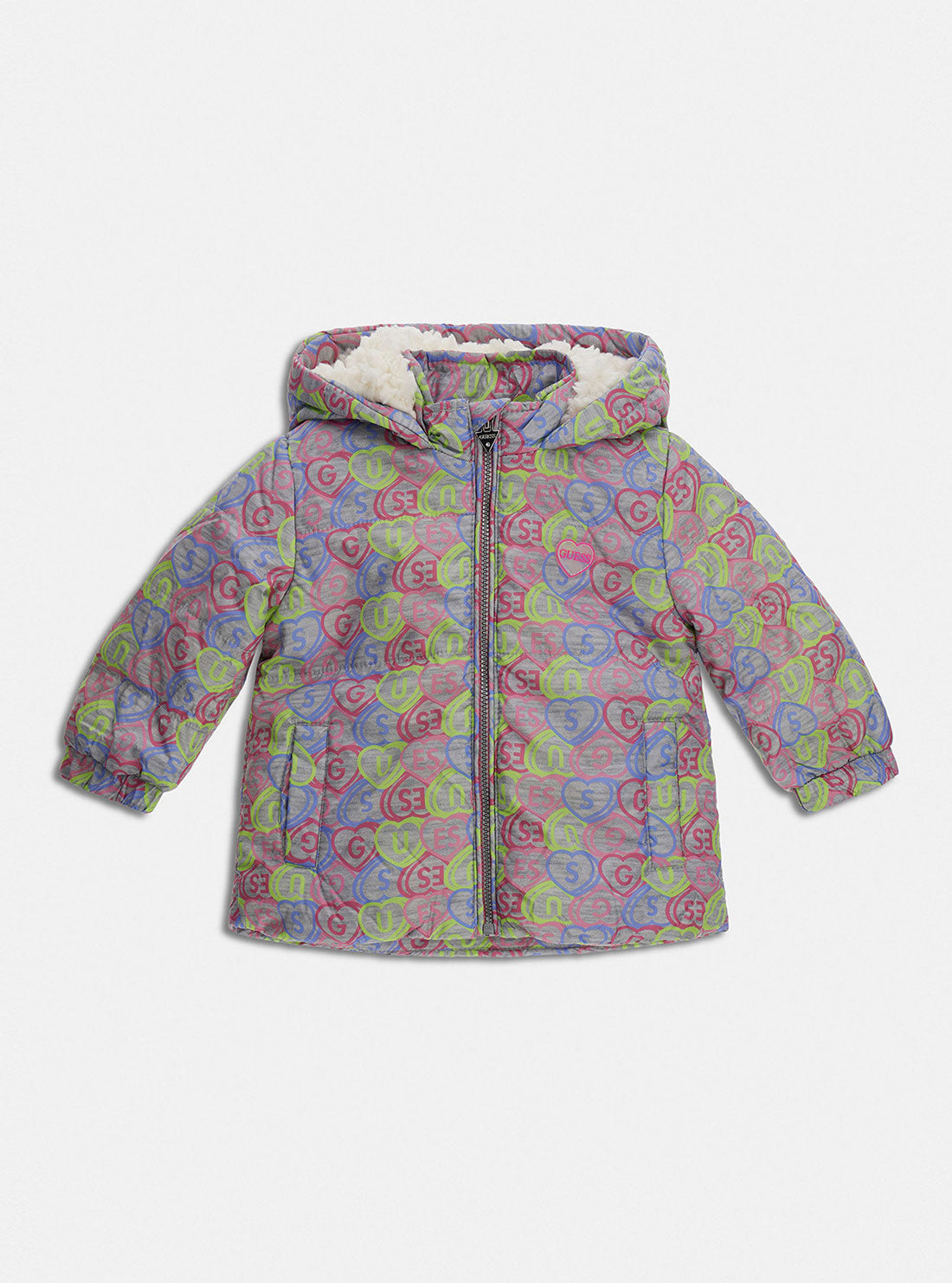 GUESS Baby Girl Captured Heart Puffer Jacket (3-18m) H2BI02WCFM0 Front View