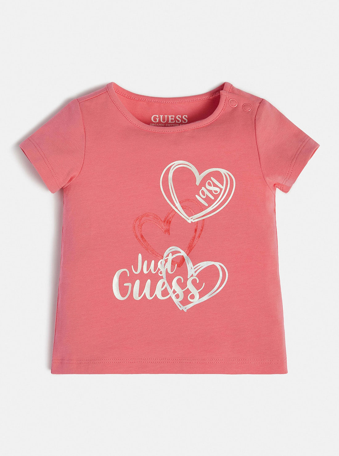GUESS Baby Girl Eco Rose Heart Logo T-Shirt (0-12m) A3RI01K6YW1 Front View