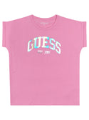 GUESS Big Girl Ciclamino Vibes Metallic Logo T-Shirt (7-16) J3RI33K6YW1 Front View