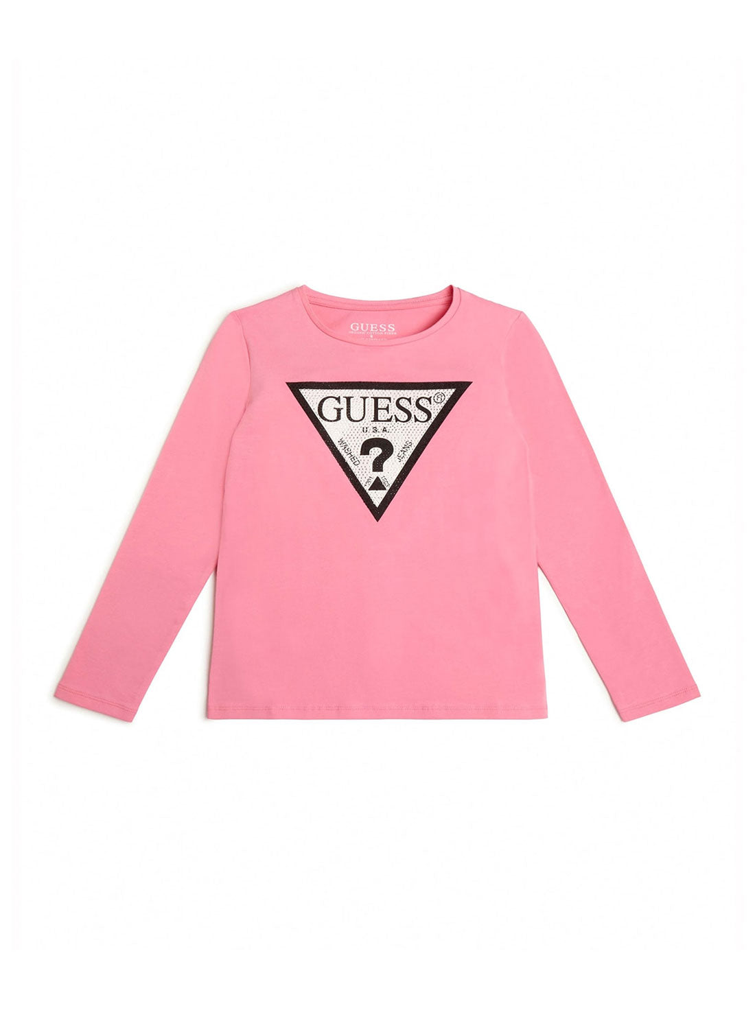 GUESS Big Girl Eco Pink Triangle Logo T-Shirt (7-16) J2YI50K6YW1 Front View