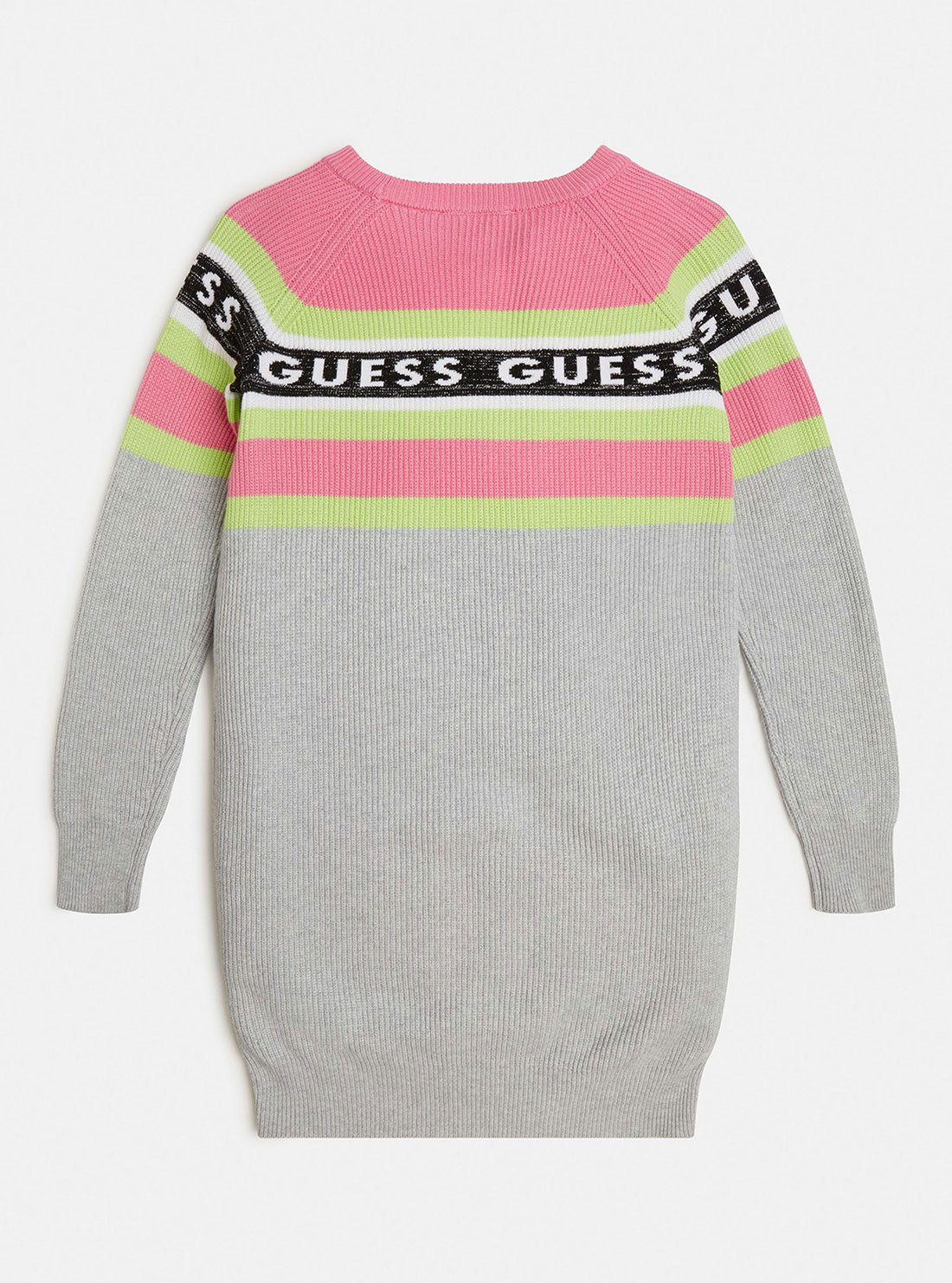 GUESS Big Girl Grey Pink Knit Logo Dress (7-16) J2BK03Z2V80 Back View