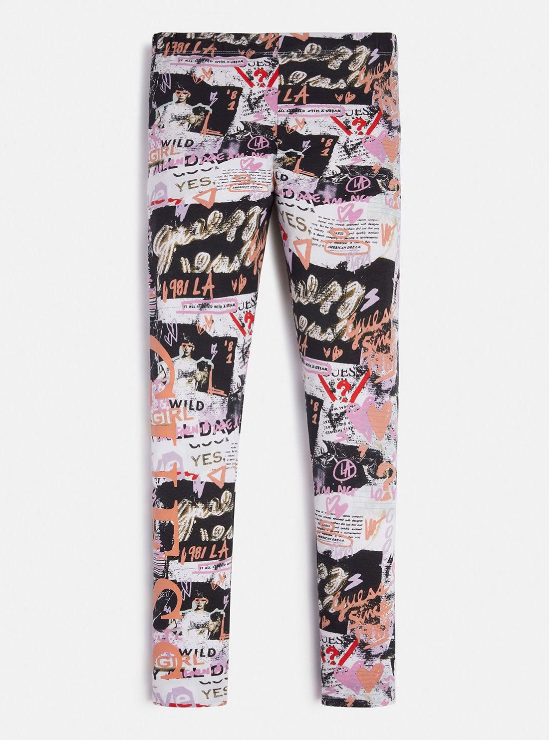 GUESS Big Girl Newspaper Print Logo Leggings (7-16) J3RB01J1313 Back View