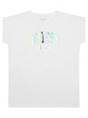 GUESS Big Girl Pure White Metallic Logo T-Shirt (7-16) J3RI33K6YW1 Front View