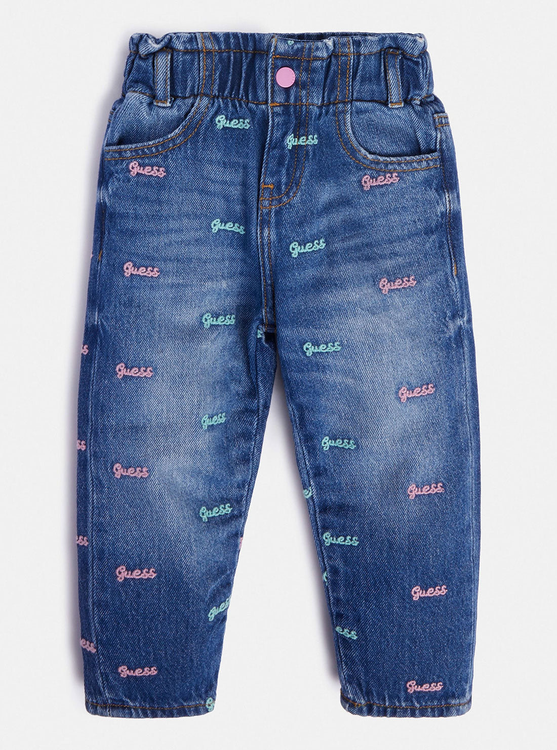 GUESS Little Girl Denim Pastel Logo Pants (2-7) K3RA04D4YA0 Front View