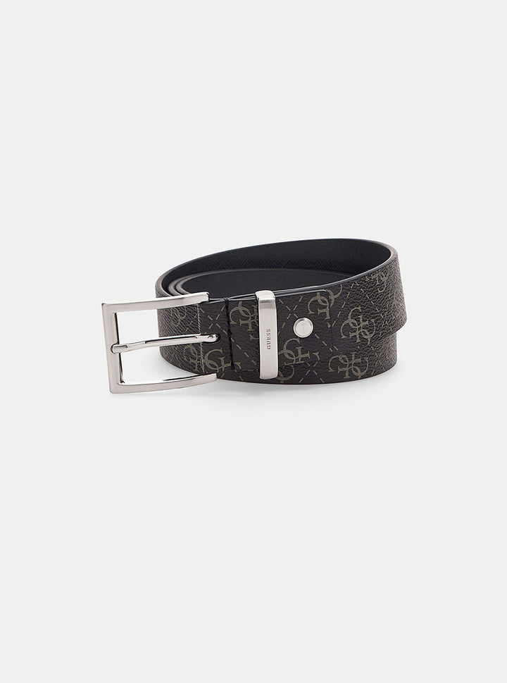 GUESS Men's Black Vezzola Reversible Dress Belt BM7541LEA35 Front View