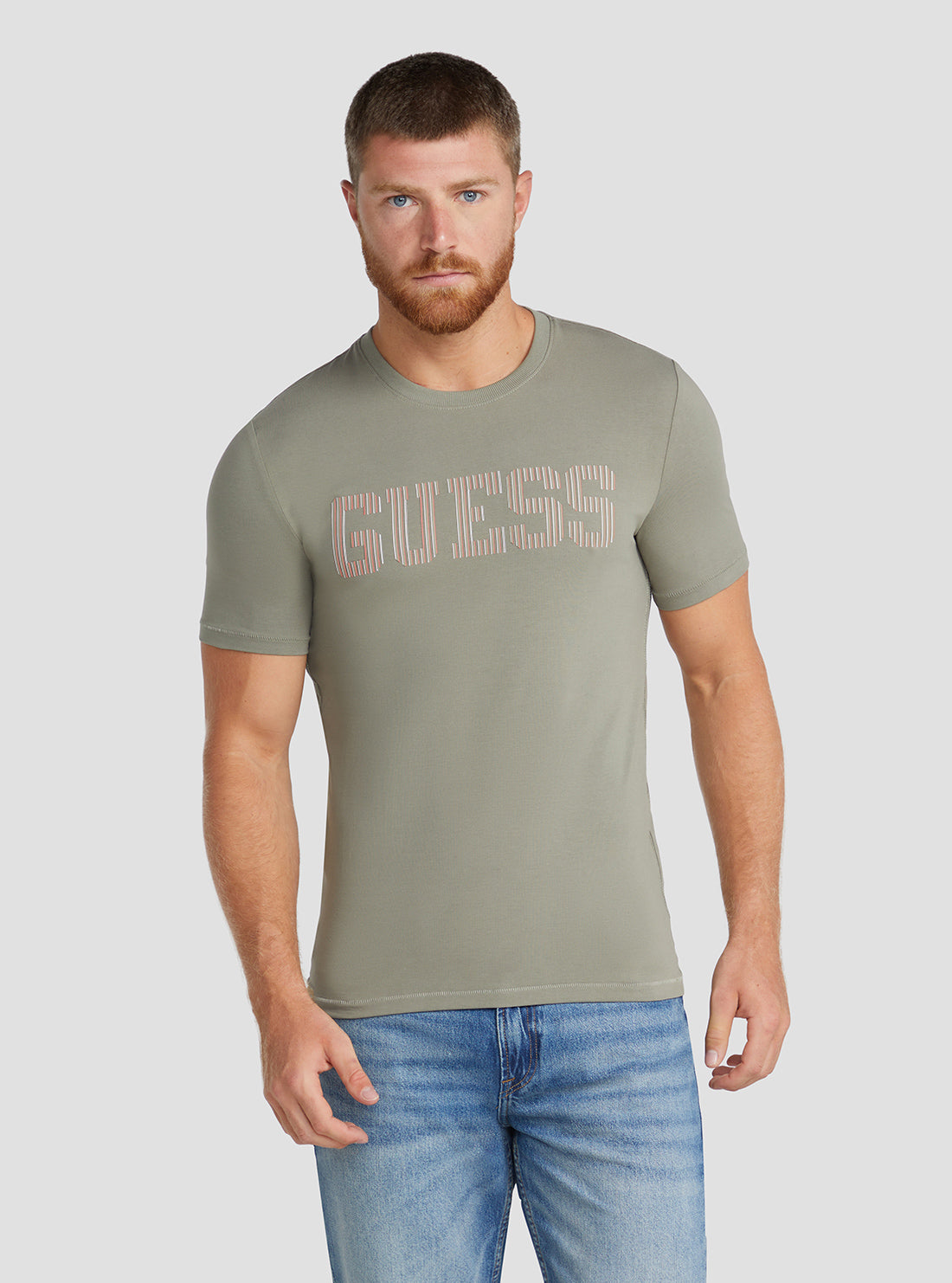 GUESS Men's Eco Green Ermak Logo T-Shirt M3RI05J1314 Front View
