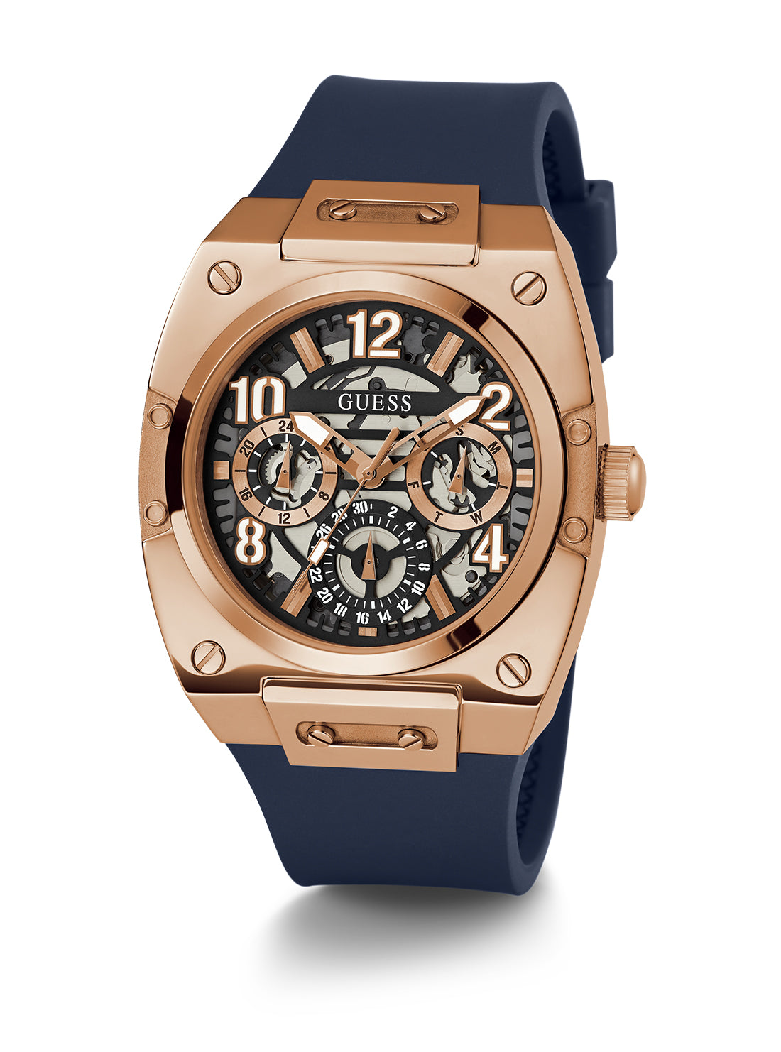 GUESS Men's Rose Gold Navy Prodigy Watch GW0569G3 Full View