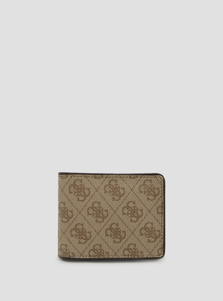 GUESS Mens Wallet Brown Quattro G Slimfold Wallet 31GUE13217 Front View