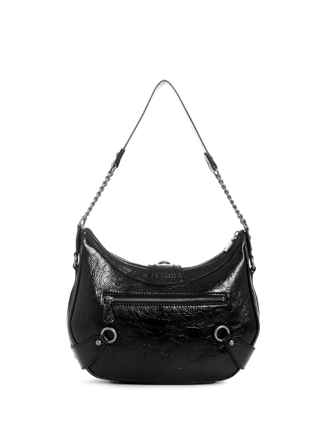 GUESS Women's Black Gloss Vintage Hobo Bag TM899702 Back View