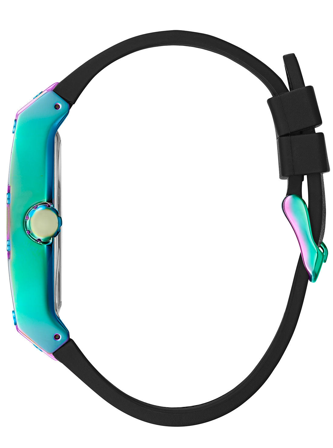 GUESS Women's Black Iridescent Phoenix Silicone Watch GW0202G5 Side View