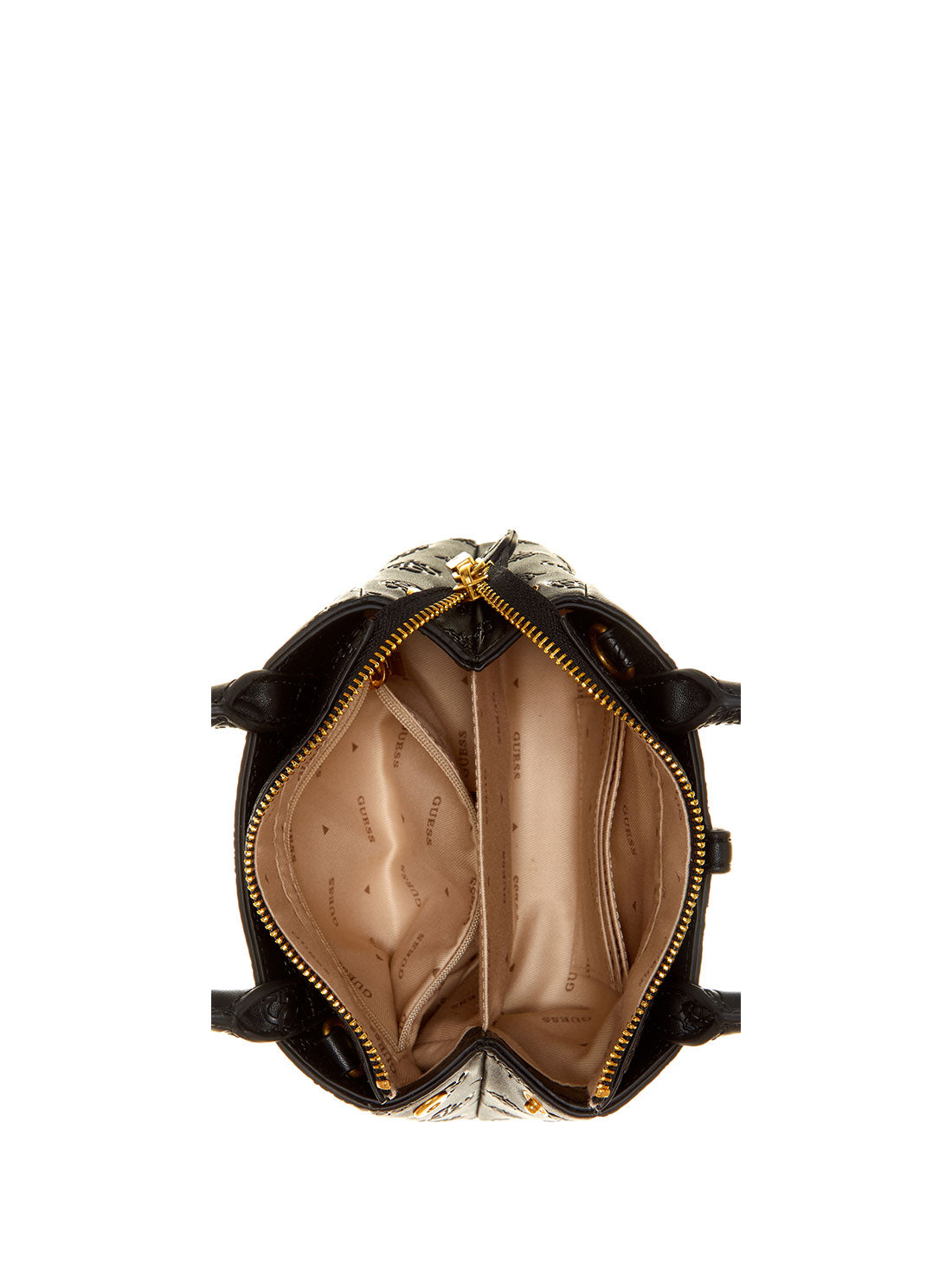 GUESS Women's Black Logo James Mini Satchel Bag PD897076 Inside View