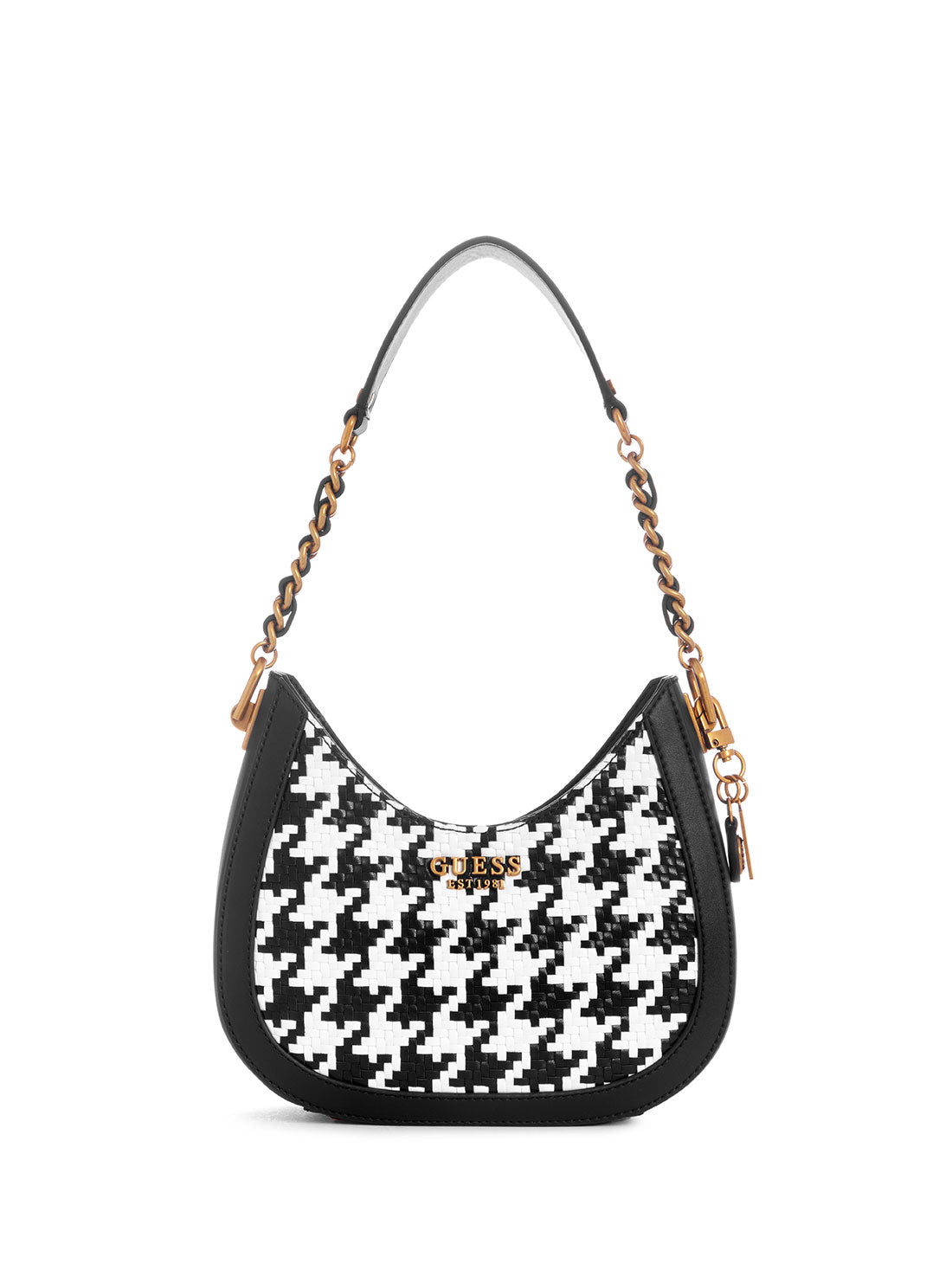 GUESS Women's Black White Abey Small Hobo Bag HT855801 Front View