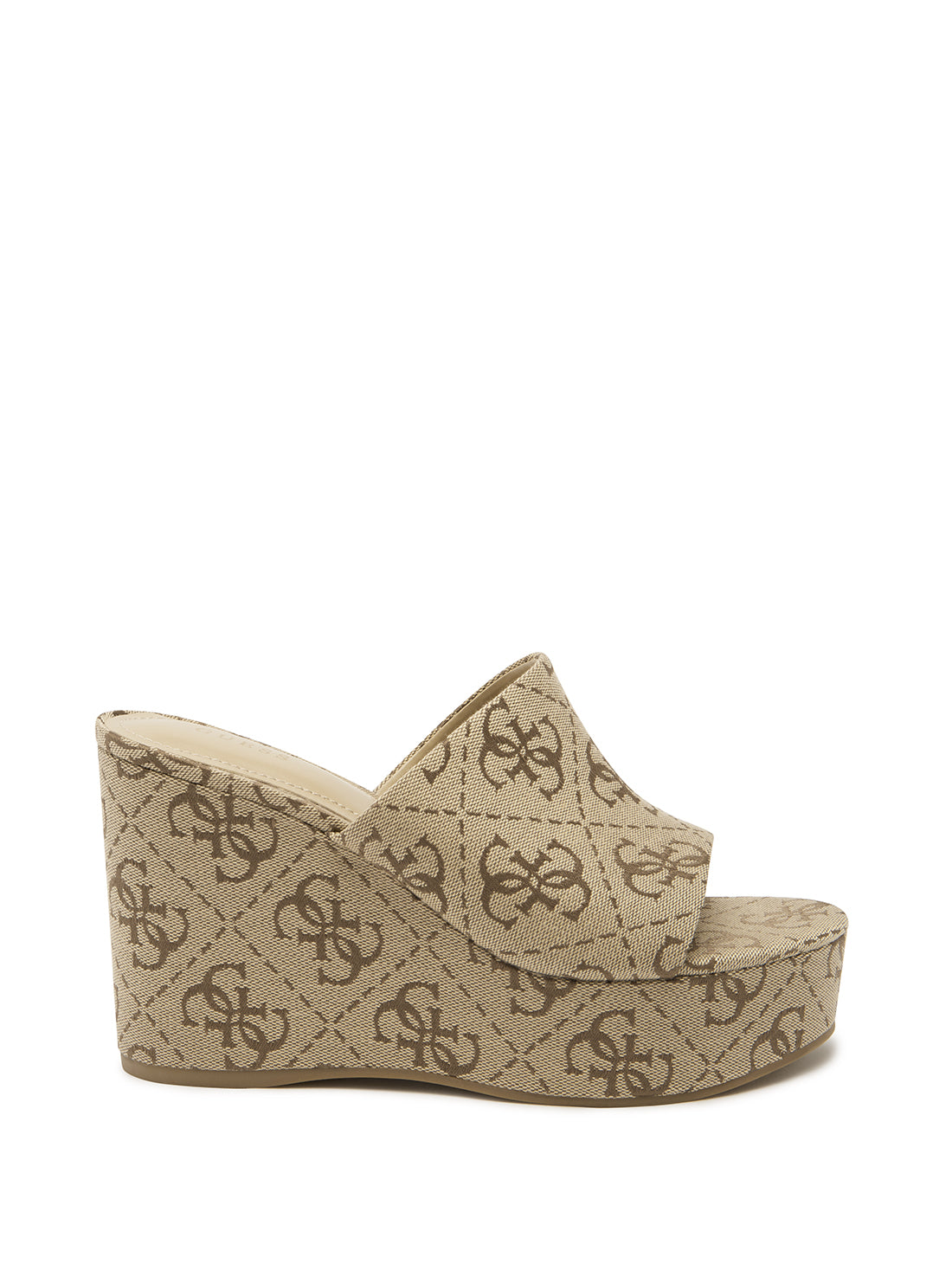 GUESS Women's Brown Logo Yenise Wedge Heels YENISE Side View