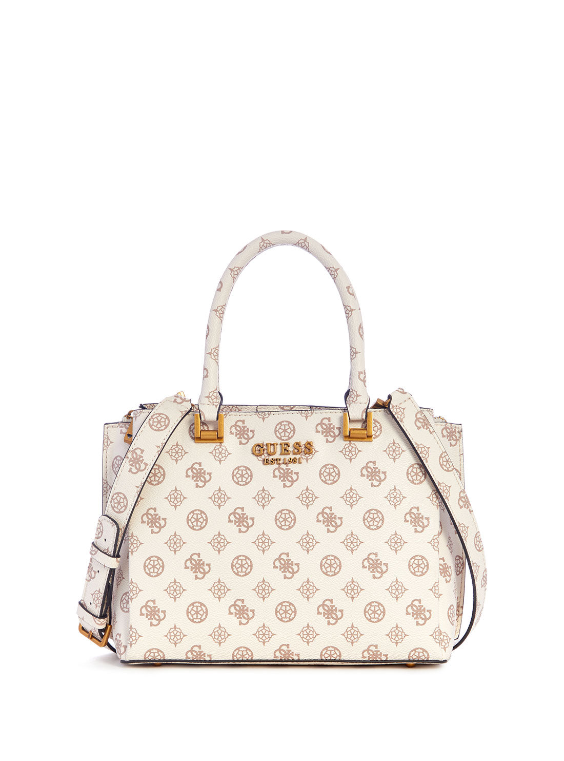 GUESS Women's Cream Logo Fynna Girlfriend Satchel Bag PB899306 Front View