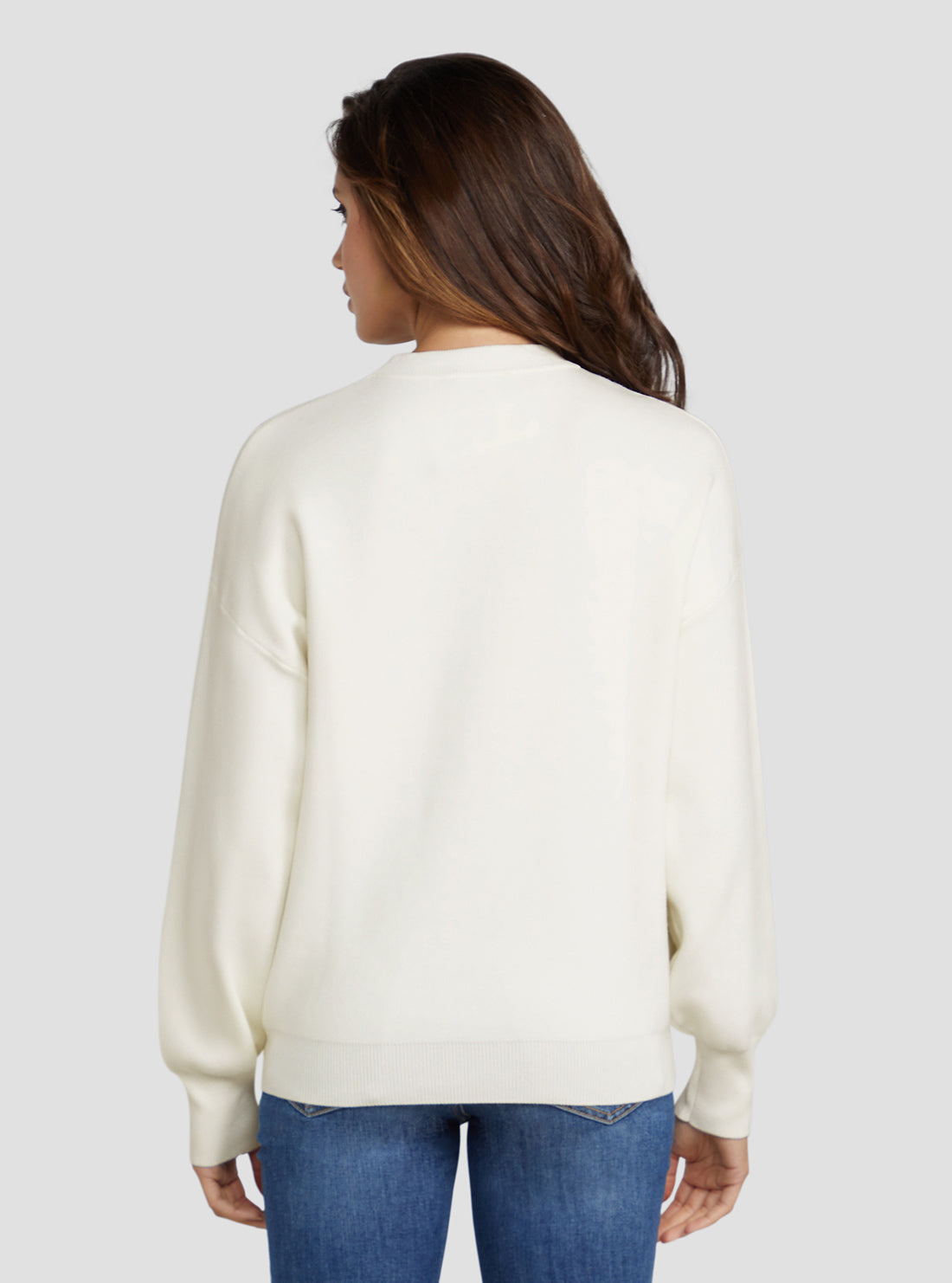 GUESS Women's Cream White Odette Logo Jumper W3RR50Z26I0 Back View