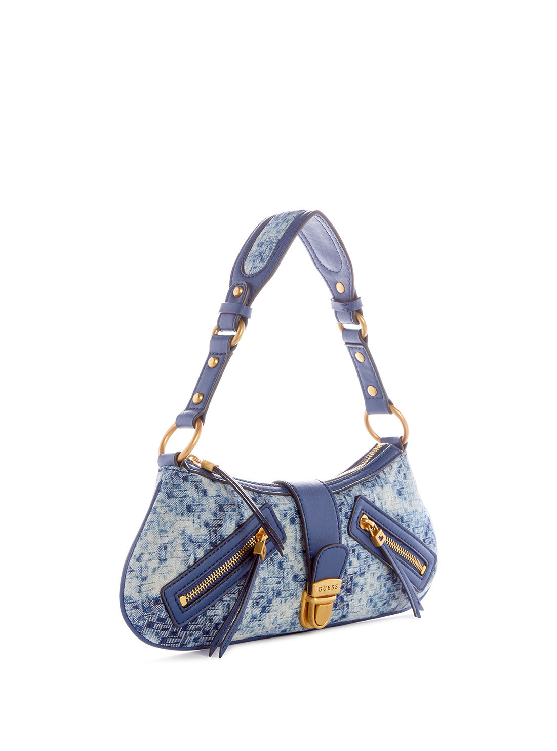 GUESS Women's Denim Logo Belle Vintage Shoulder Bag DA896618 Angle View