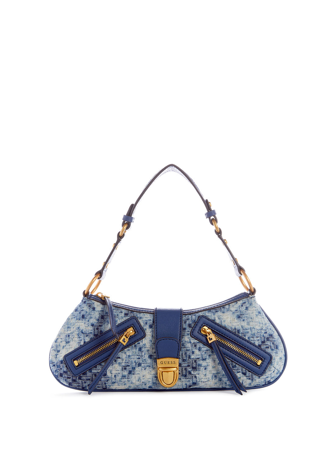 GUESS Women's Denim Logo Belle Vintage Shoulder Bag DA896618 Front View