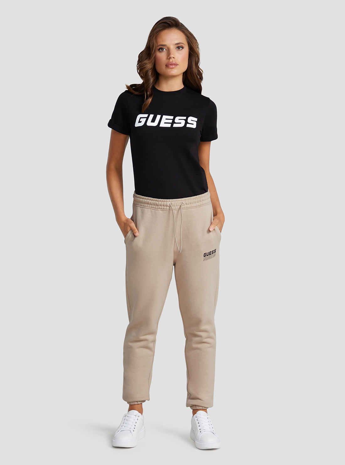 GUESS Women's Eco Gold Beige Alisha Active Trackpants V2BB18K9V34 Full View