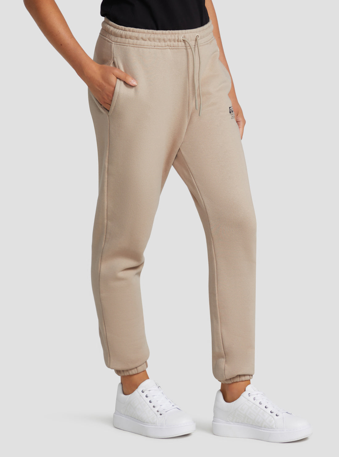 GUESS Women's Eco Gold Beige Alisha Active Trackpants V2BB18K9V34 Side View