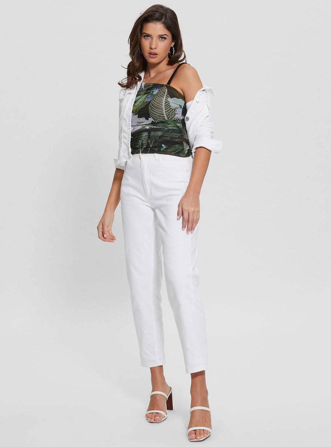 GUESS Women's Eco Moonlit Tropic Garden Dinah Top W3GP13KBAH2 Full View