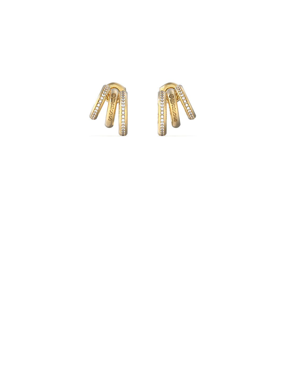 Gold Triple Mini Hoop Stud Earrings