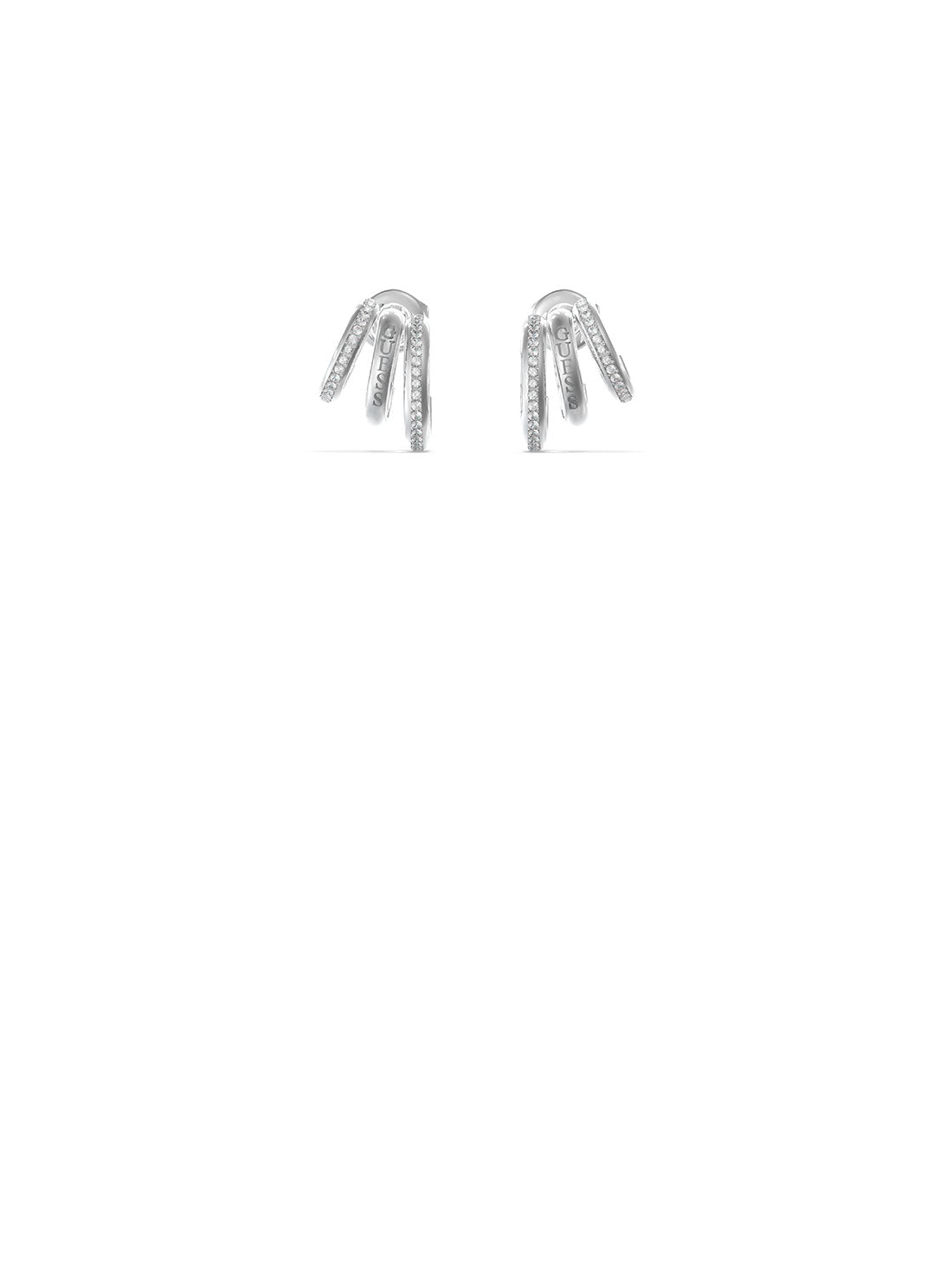 Rhodium Triple Mini Hoop Stud Earrings