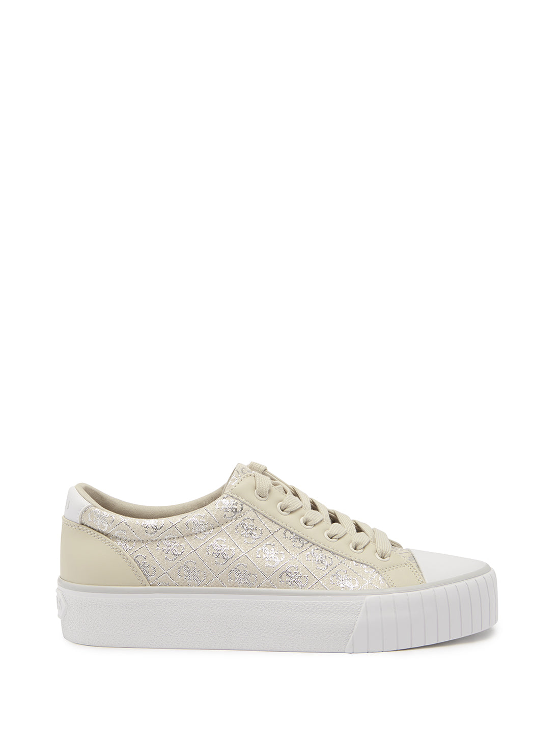 GUESS Women's Silver Beige Nortin Logo Low Top Sneakers NORTIN3 Side View