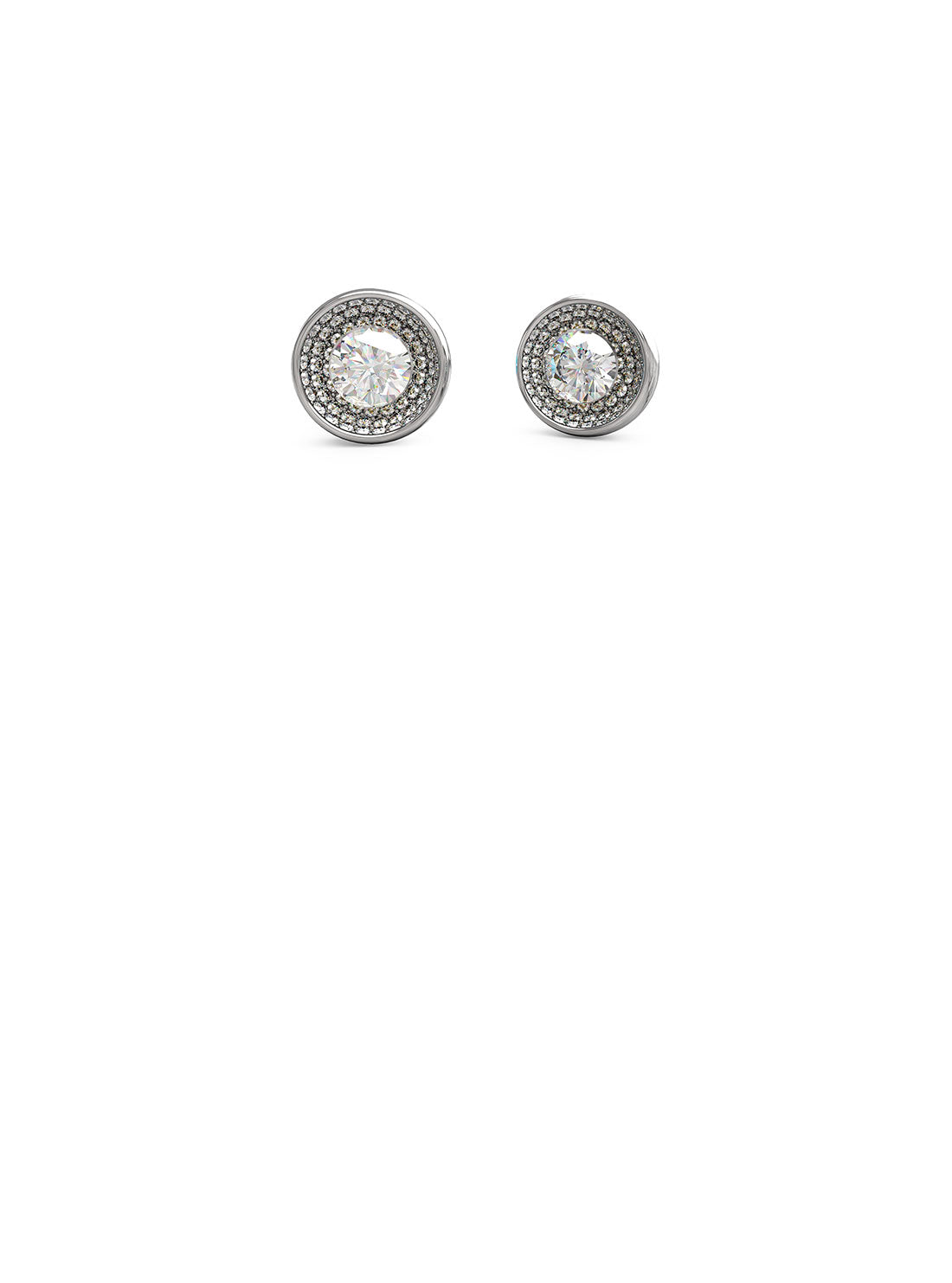 Silver Solitaire Crystal Stud Earrings