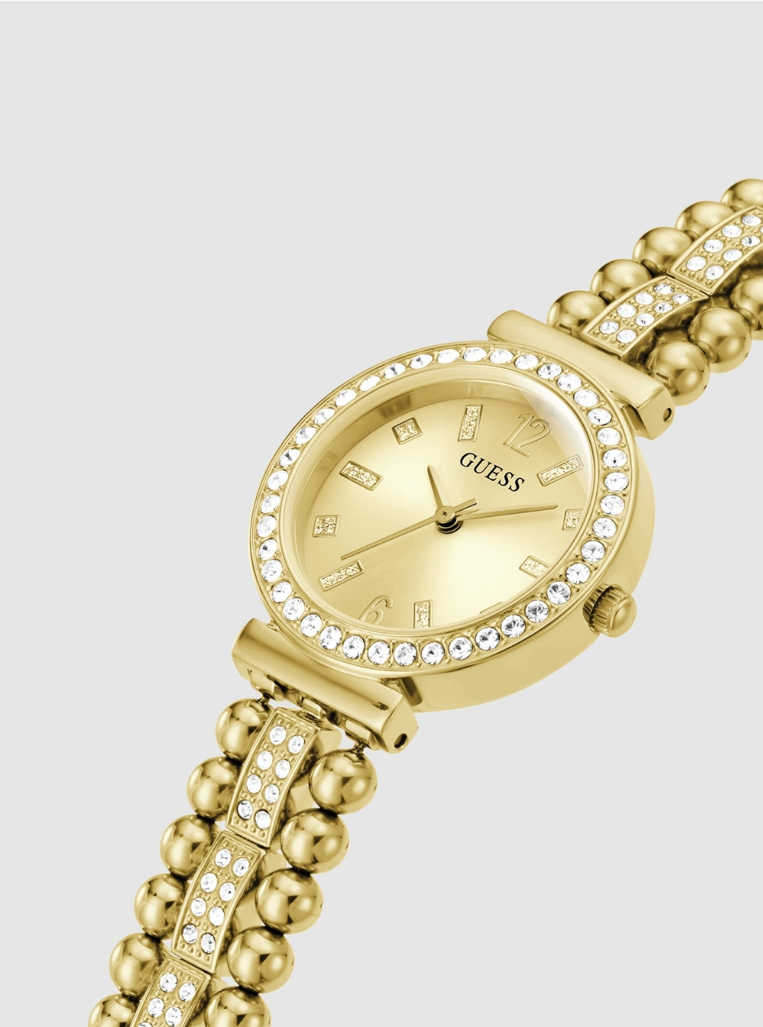 GUESS Accessories Gold Beaded Glitz Gala Watch GW0401L2 Front Side View