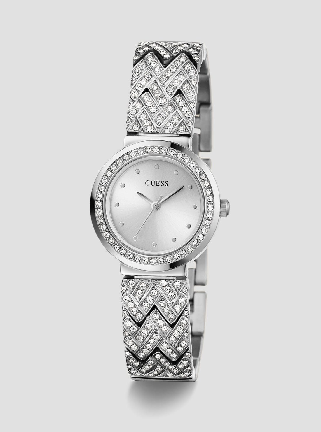 GUESS Womens Silver Treasure Crystal Watch GW0476L1 Front View