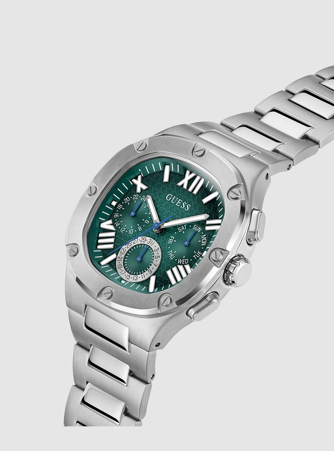 GUESS Mens Silver Headline Link Watch GW0572G6 Side View