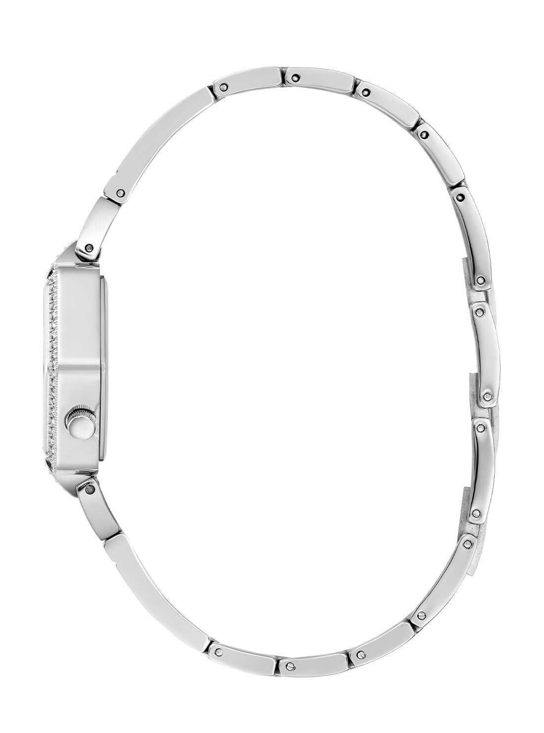 Silver Audrey Glitz Hexagonal Link Watch | GUESS Women's Watches | side view
