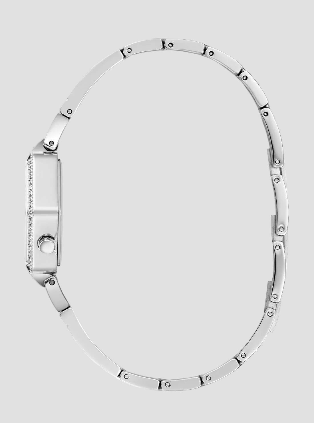 Silver Audrey Glitz Hexagonal Link Watch | GUESS Women's Watches | side view