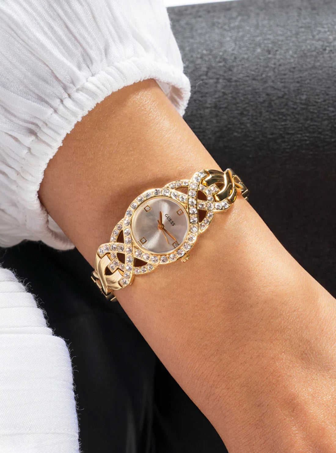 GUESS Watches Gold Adorn Crystal Watch front view GW0682L2 Front View