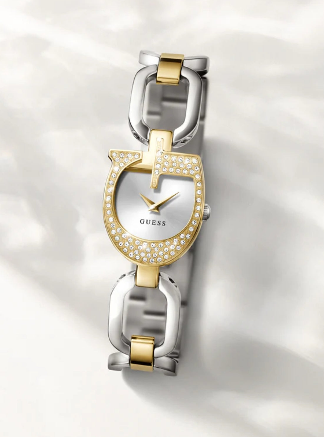 GUESS Accessories Gold Silver Gia Crystal Watch GW0683L6 Front View