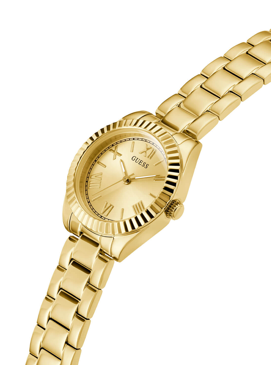 Gold Mini Luna Link Watch | GUESS Women's Watches | detail view