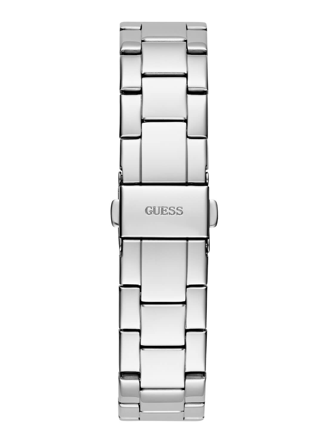 Silver Phoebe Pink Dial Link Watch | GUESS Women's Watches | back view