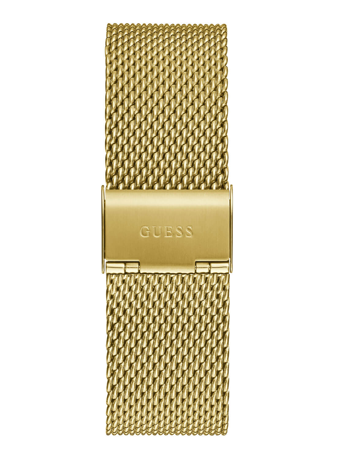 Gold Reputation Black Logo Mesh Watch | GUESS Men's Watches | back view