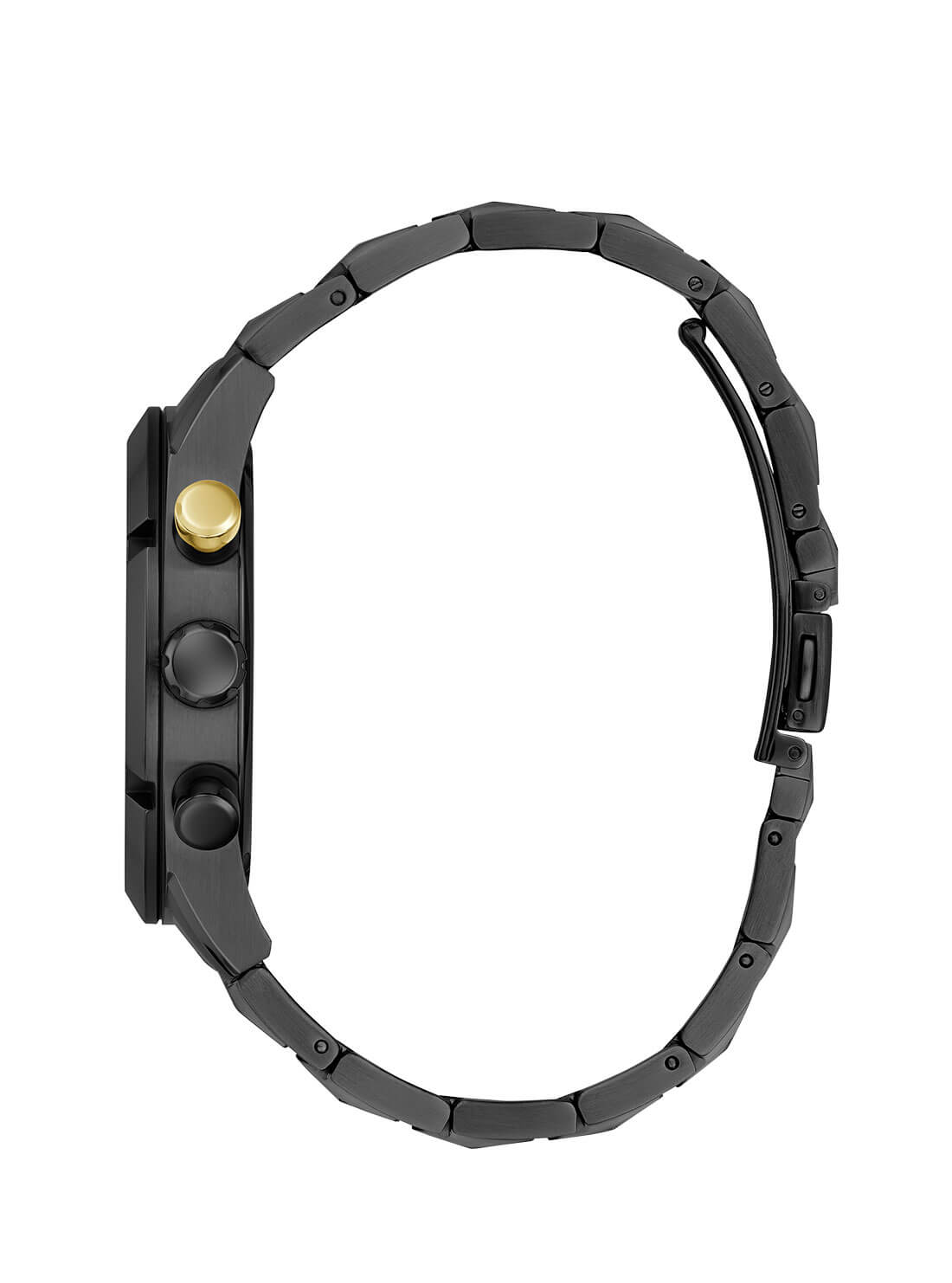 Black Resistance Link Watch | GUESS Men's Watches | side view