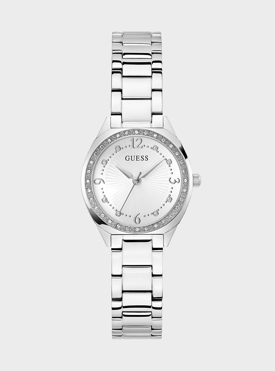 GUESS Accessories Silver Charlotte Link Watch GW0767L1 Front View