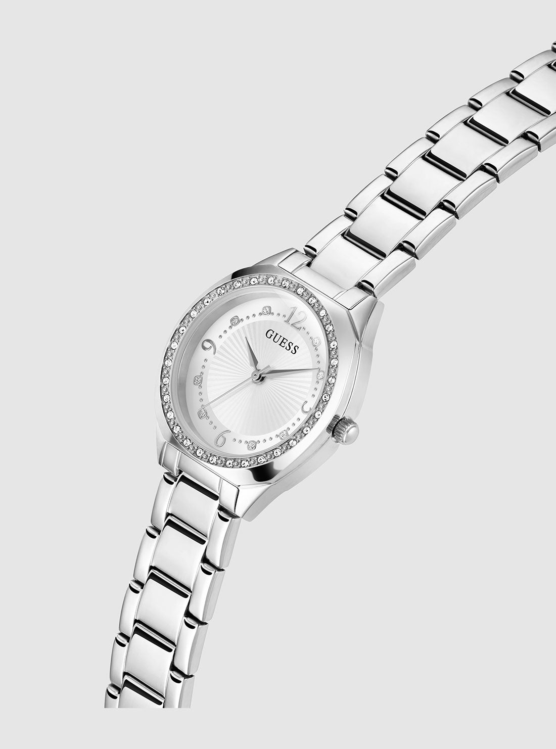 GUESS Accessories Silver Charlotte Link Watch GW0767L1 Angle View