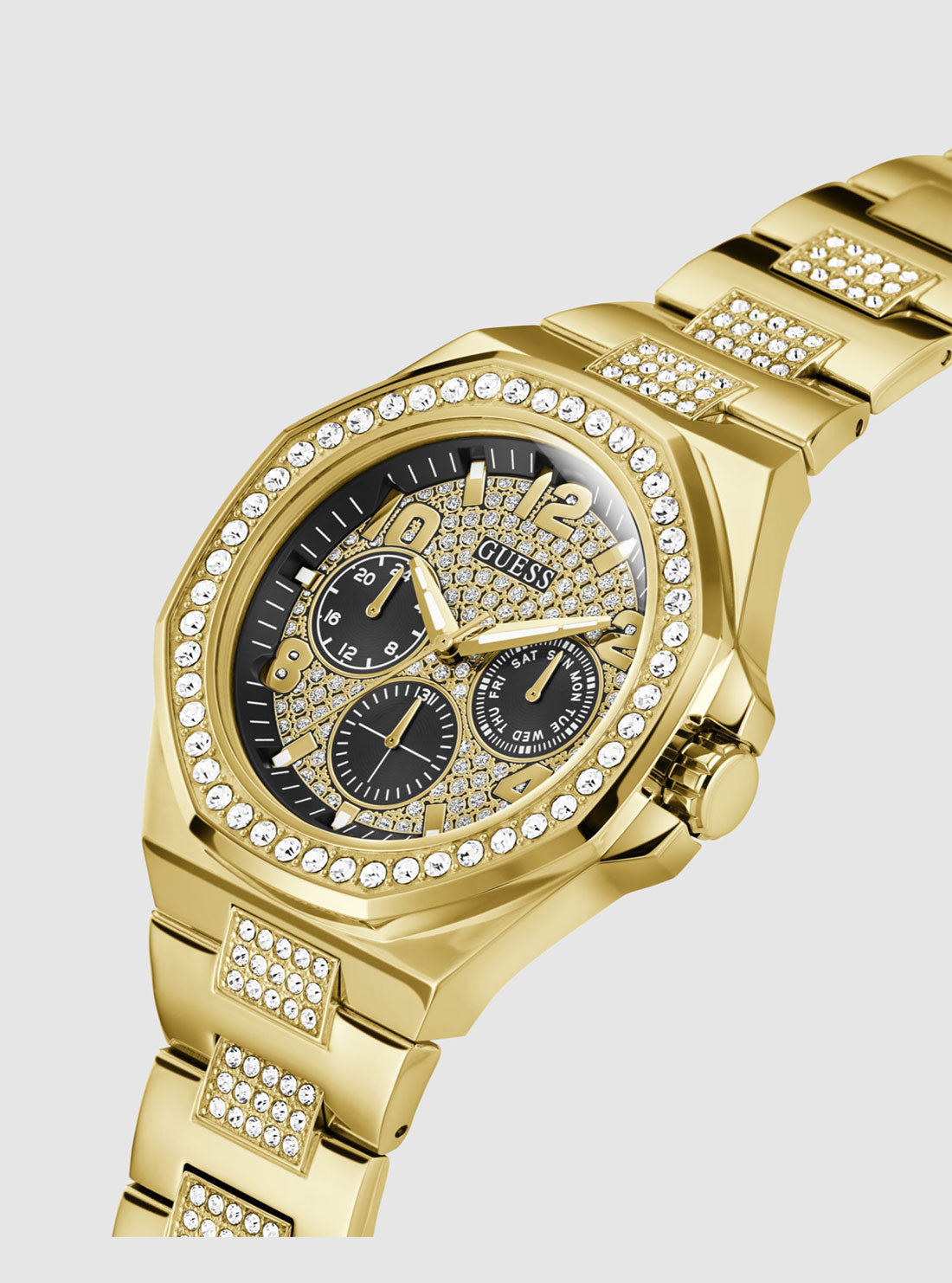 GUESS Accessories Gold Empire Link Watch GW0785G2 Front Side View