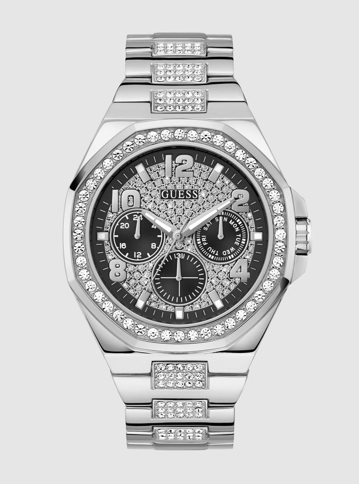 GUESS Accessories Silver Empire Link Watch GW0785G3 Front View
